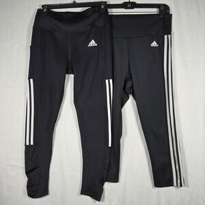 Adidas Leggings Lot Womens M Black AEROREADY Primegreen 3 Stripe Athletic Pants